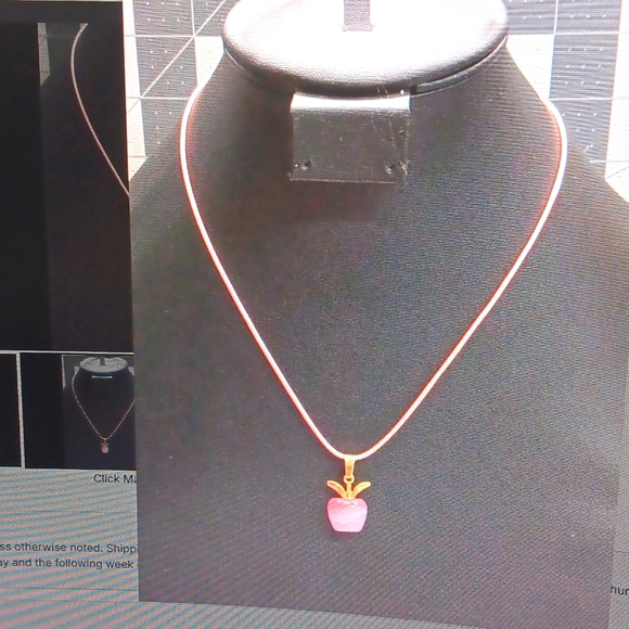 Pendant Necklace 17" With Manxiuni Earrings Apple  NWOT - Picture 2 of 4